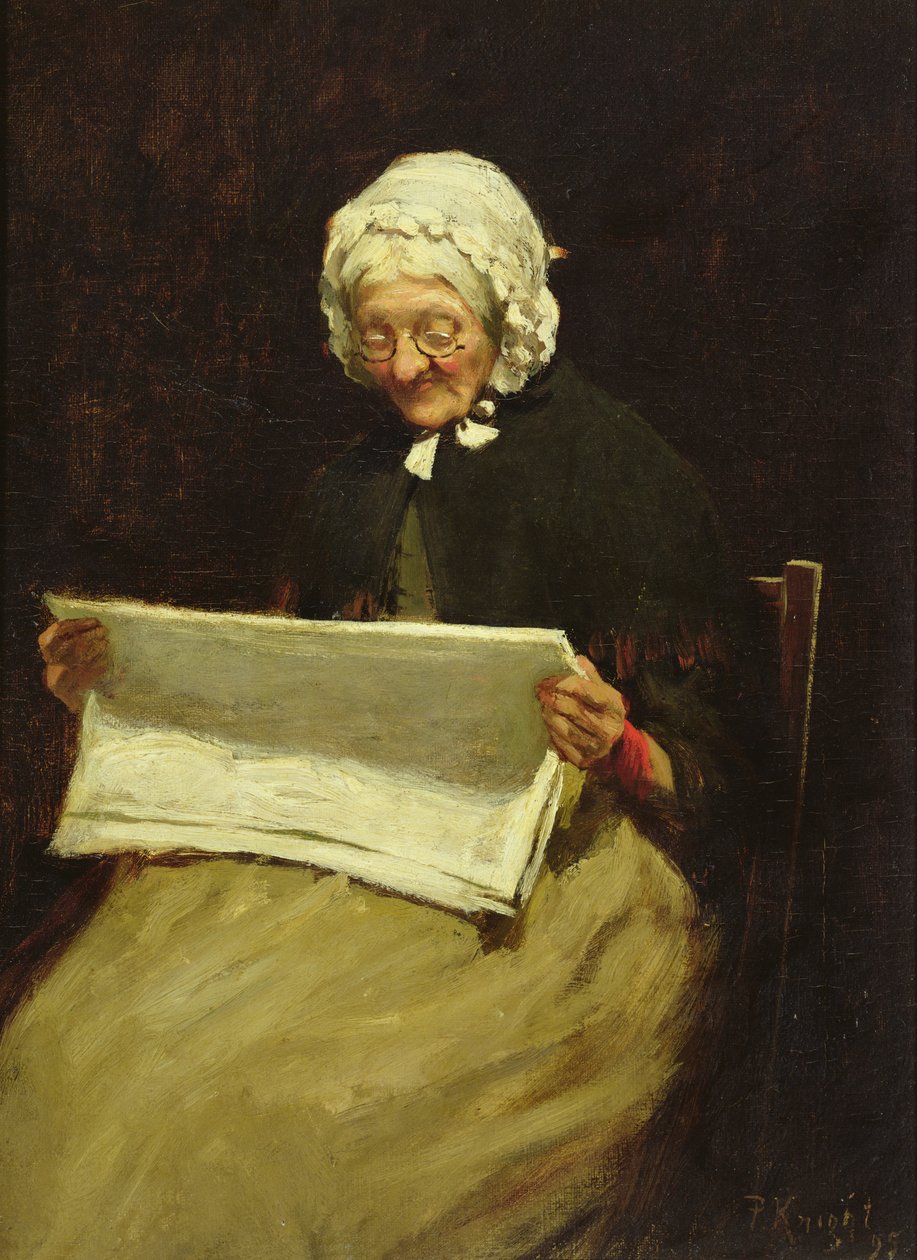 Vecchia donna che legge un giornale, 1895 da Paul Knight