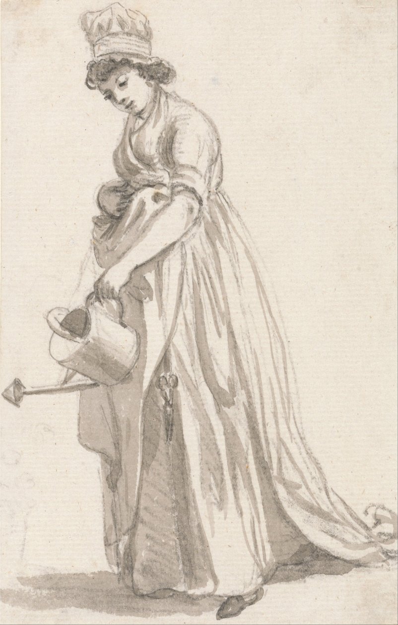 Una ragazza con un annaffiatoio rivolta a sinistra: Sarah Hough, la bambinaia di Mrs. T.P. Sandby da Paul Sandby