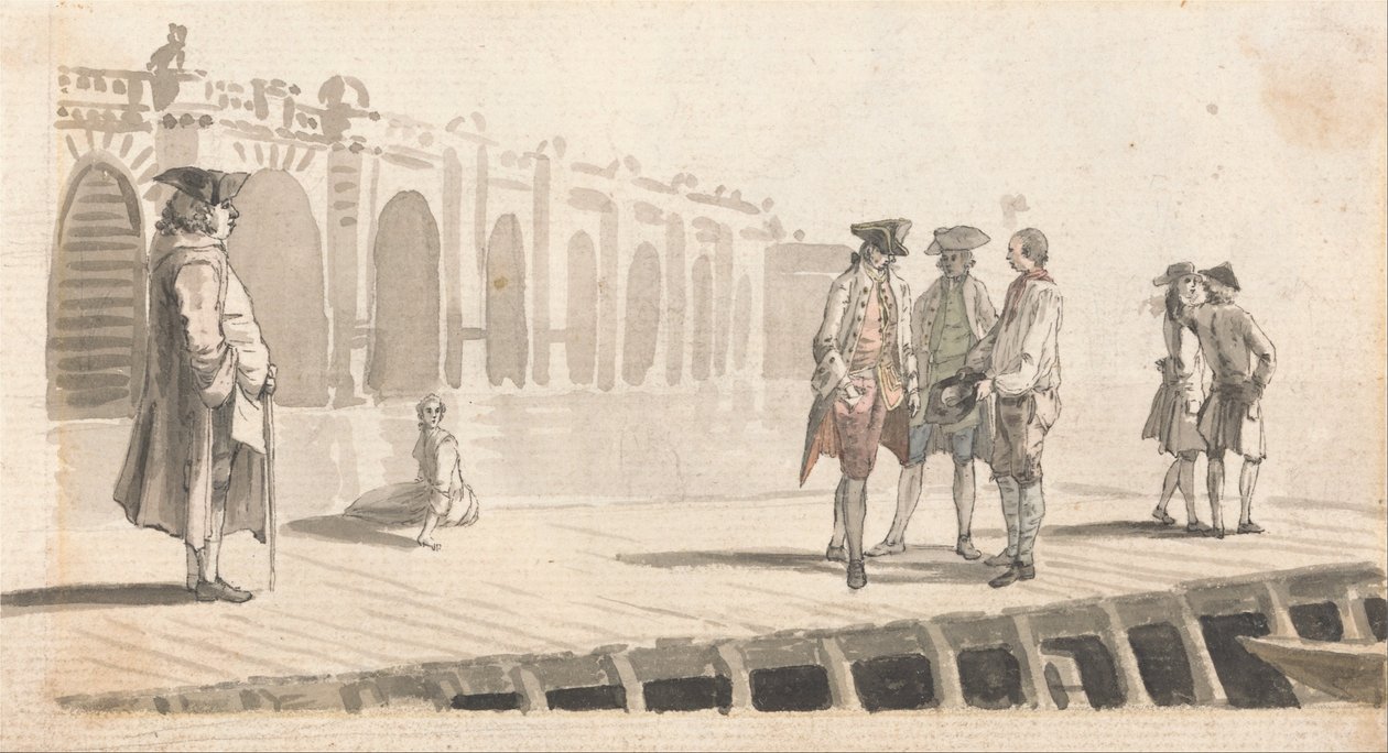 Un gruppo di uomini sul molo di Westminster da Paul Sandby