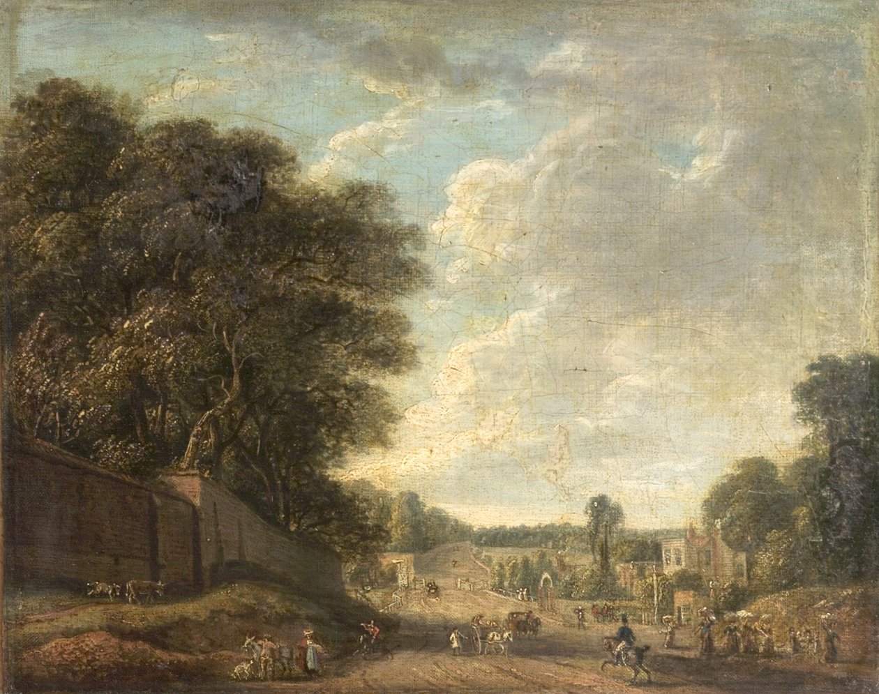 Bayswater Road, Londra, vicino al vecchio cancello del tempio da Paul Sandby