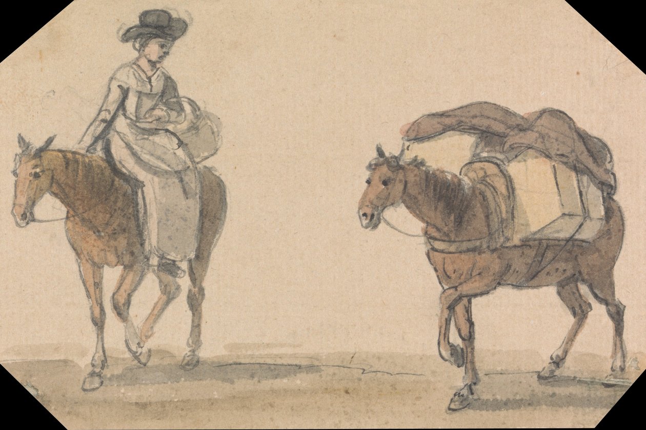 Ragazza con cavallo da soma da Paul Sandby