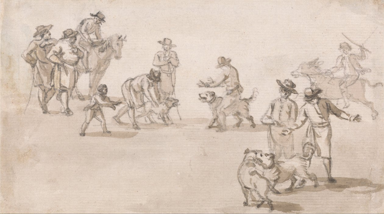 Gruppo di figure: una lotta tra cani da Paul Sandby