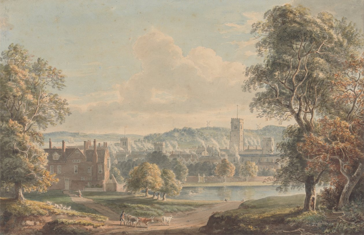 Ipswich dai giardini della Christchurch Mansion da Paul Sandby