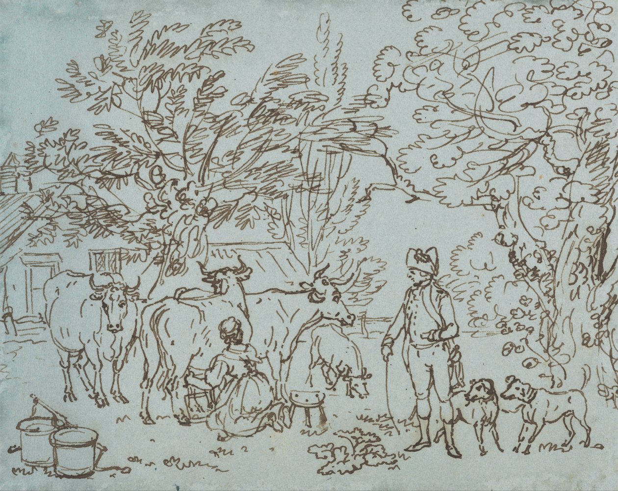 Paesaggio con una Lattaia e un Galante da Paul Sandby