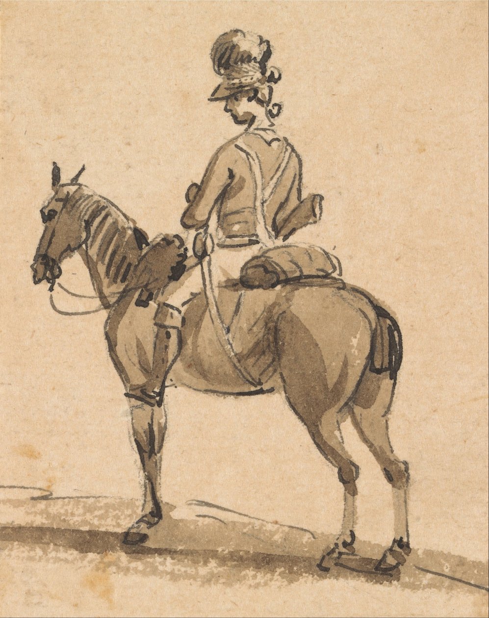 Dragone leggero, montato, rivolto a sinistra da Paul Sandby