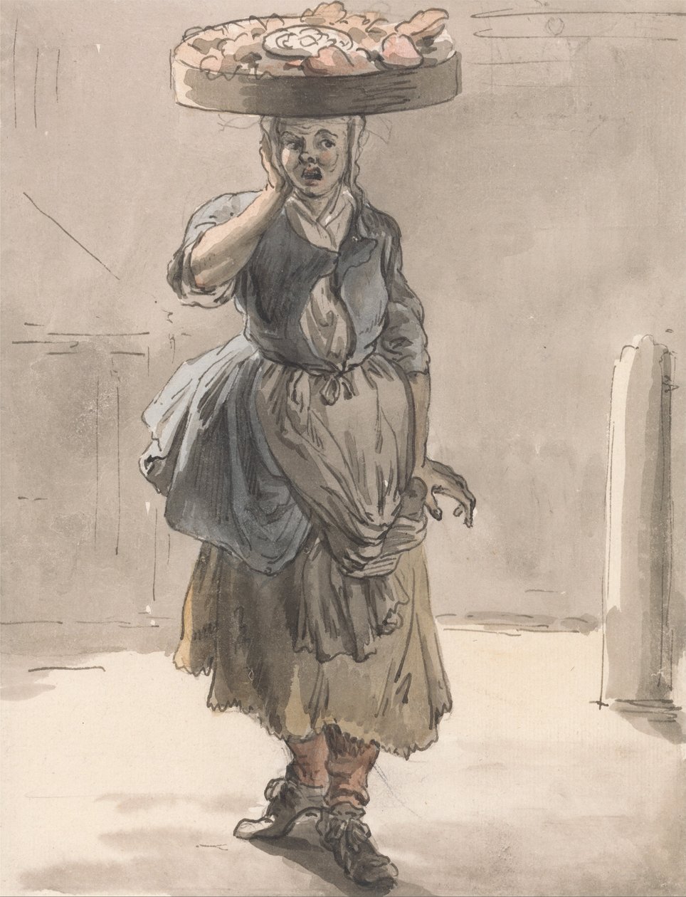 Grida di Londra: una ragazza con un cesto sulla testa (Luci per i gatti, fegato per i cani) da Paul Sandby