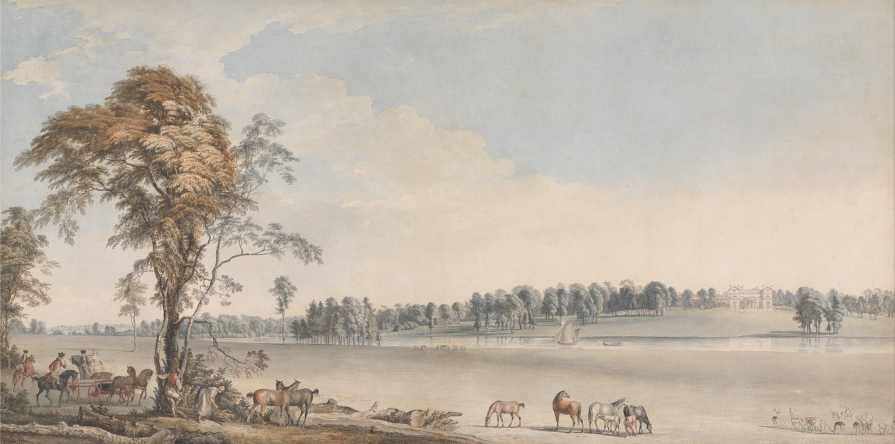Vista nord-ovest di Wakefield Lodge nella foresta di Whittlebury, Northamptonshire da Paul Sandby