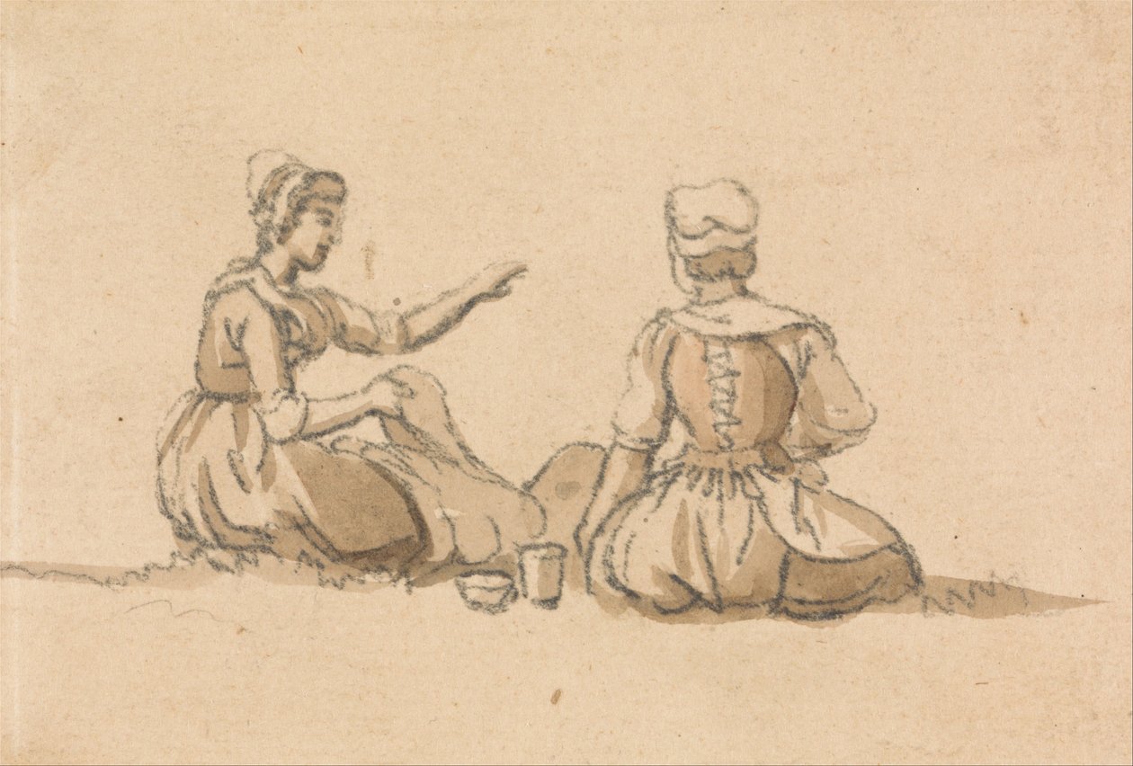 Due ragazze sedute da Paul Sandby