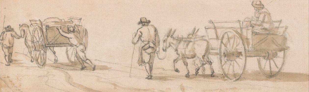 Carro a due ruote e figure da Paul Sandby