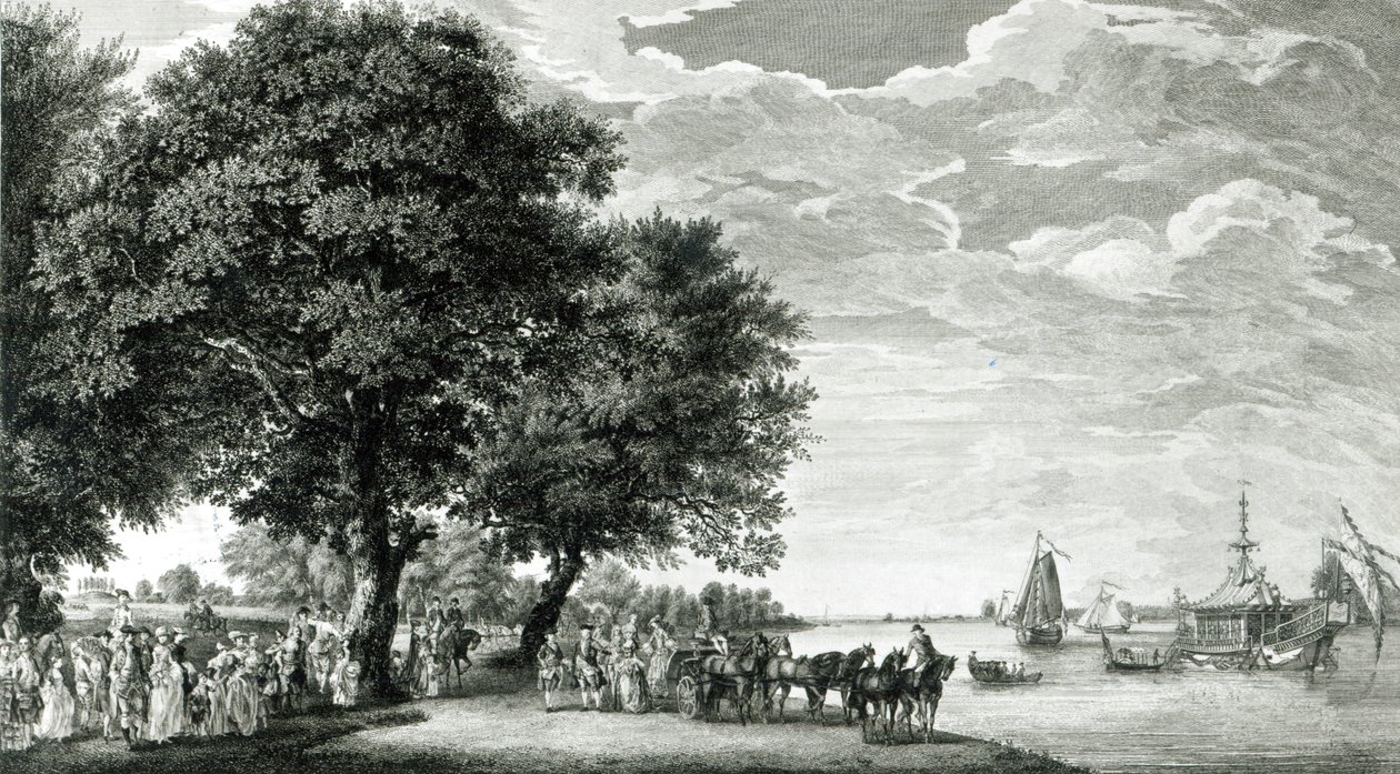 Vista del lato nord del fiume Virginia vicino a Manour Lodge da Paul Sandby