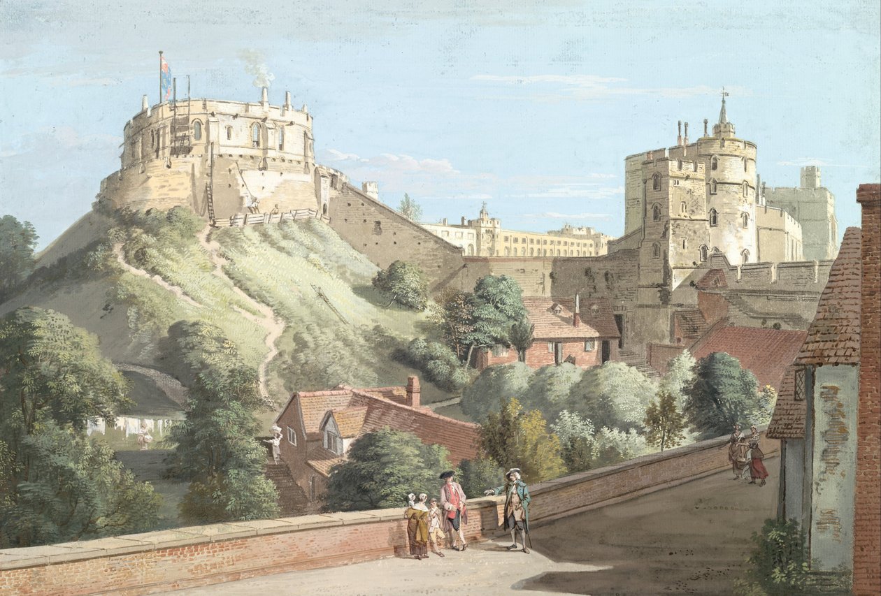 Castello di Windsor: la Torre Rotonda, la Corte Reale e la Torre del Diavolo dal Black Rod da Paul Sandby