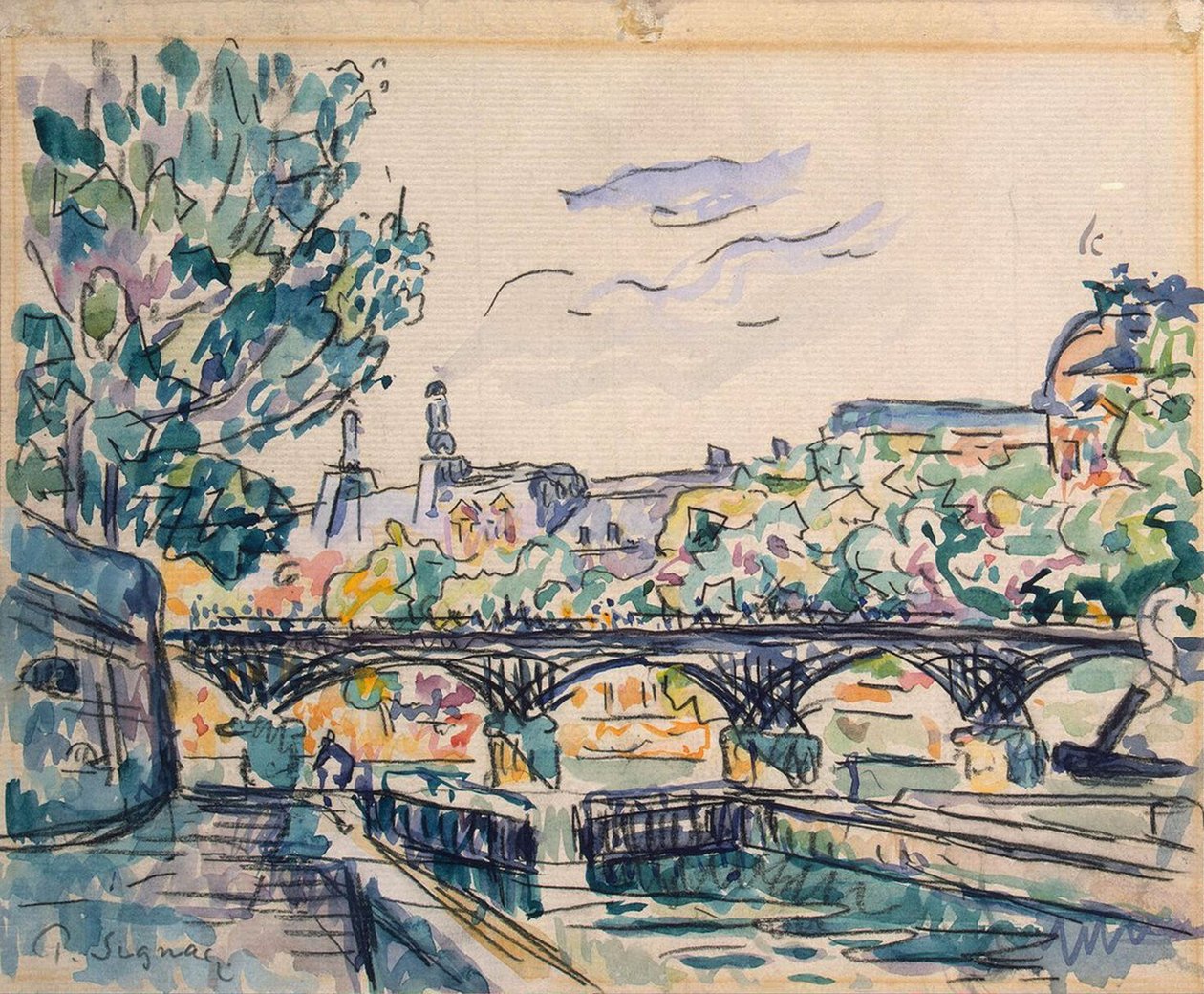 Riva della Senna vicino al Pont des Arts, con vista sul Louvre da Paul Signac
