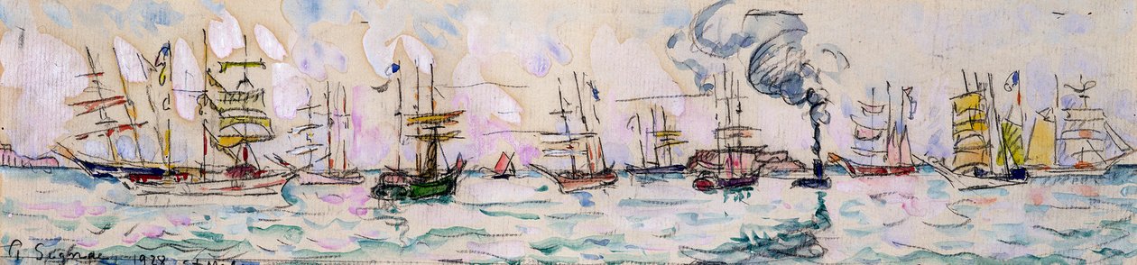 La partenza dei pescherecci per Terranova, 1928 da Paul Signac