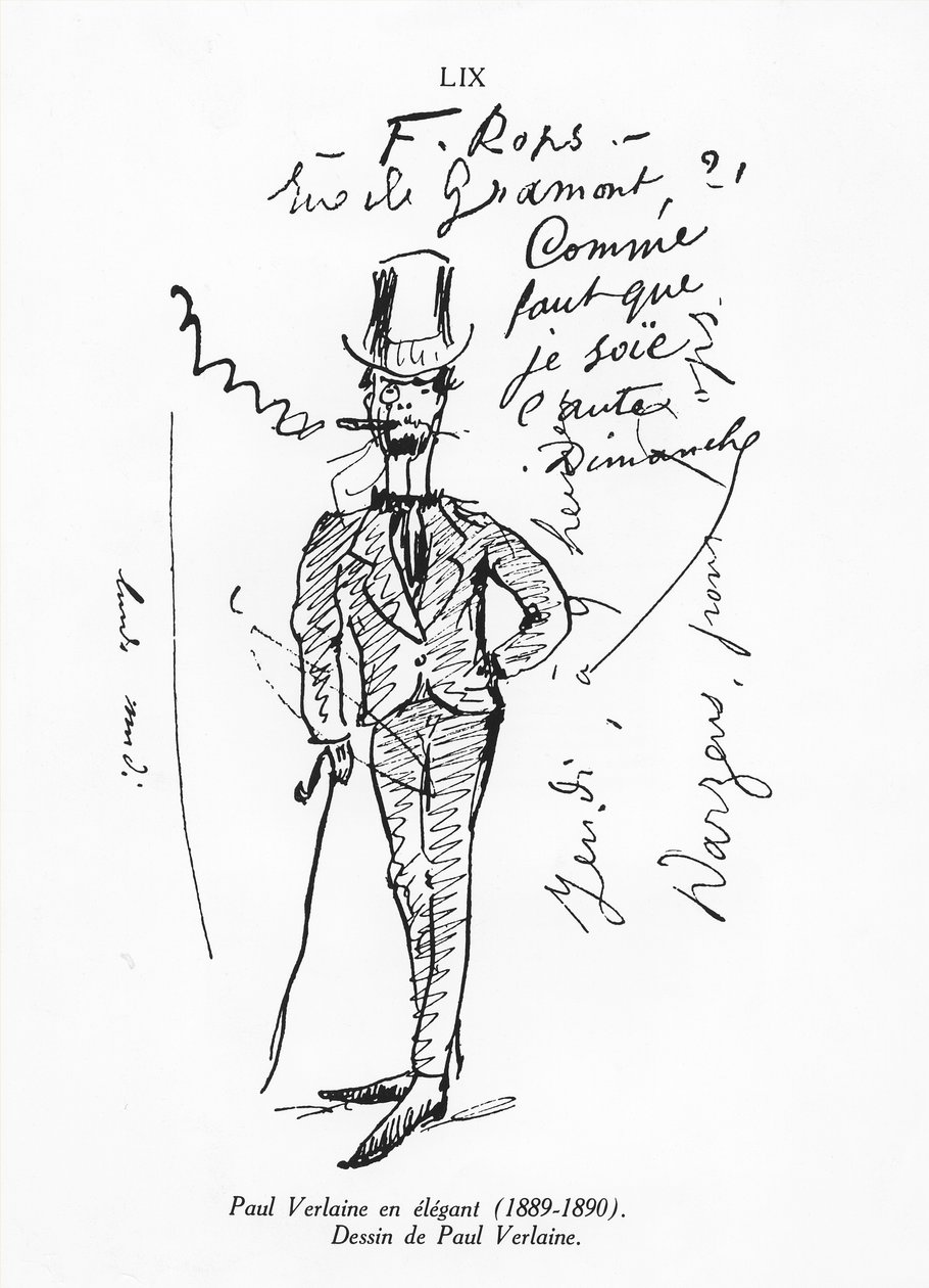 Autoritratto di Paul Verlaine, elegante, 1889-90 da Paul Verlaine