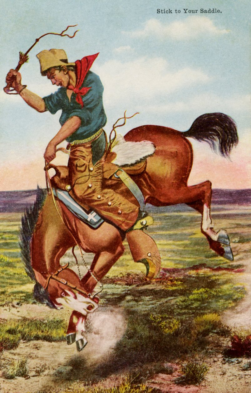 Cowboy su cavallo impennato da Paul (after) Gredo