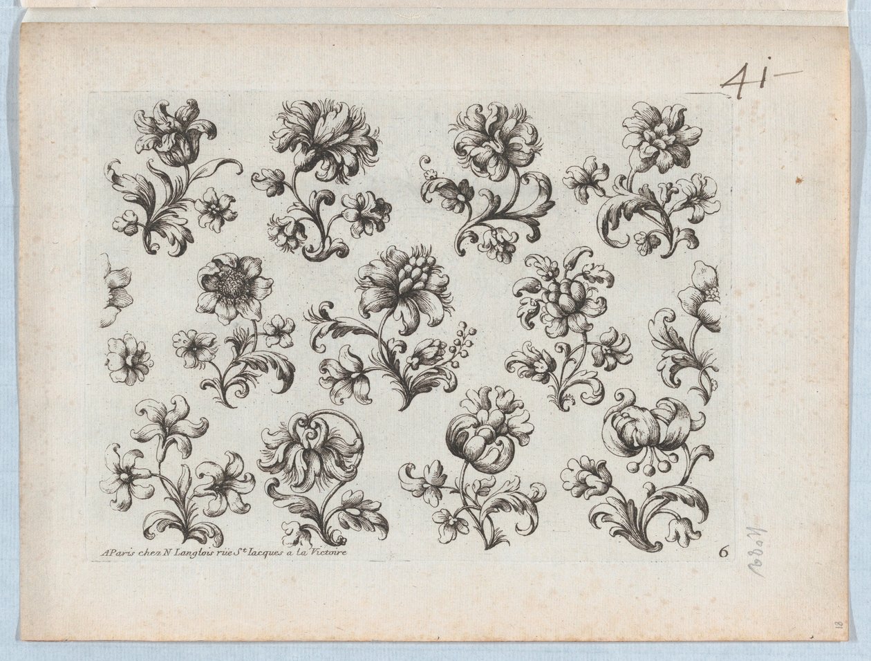 Serie di piccoli motivi floreali, Tavola 6, ca. 1670-85 da Paul Androuet Du Cerceau