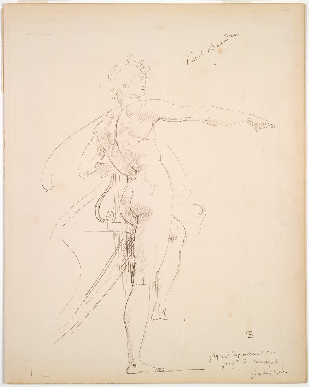 Studio di Apollo per Marsia (recto); Viso di profilo (verso) da Paul Baudry