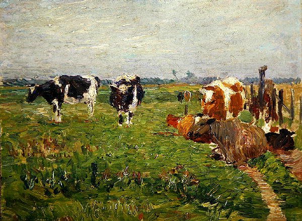 Paesaggio estivo di pianura con mucche da Paul Baum