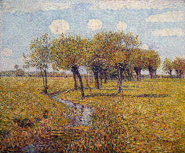 Paesaggio olandese con salici in primavera in una piccola valle prativa da Paul Baum