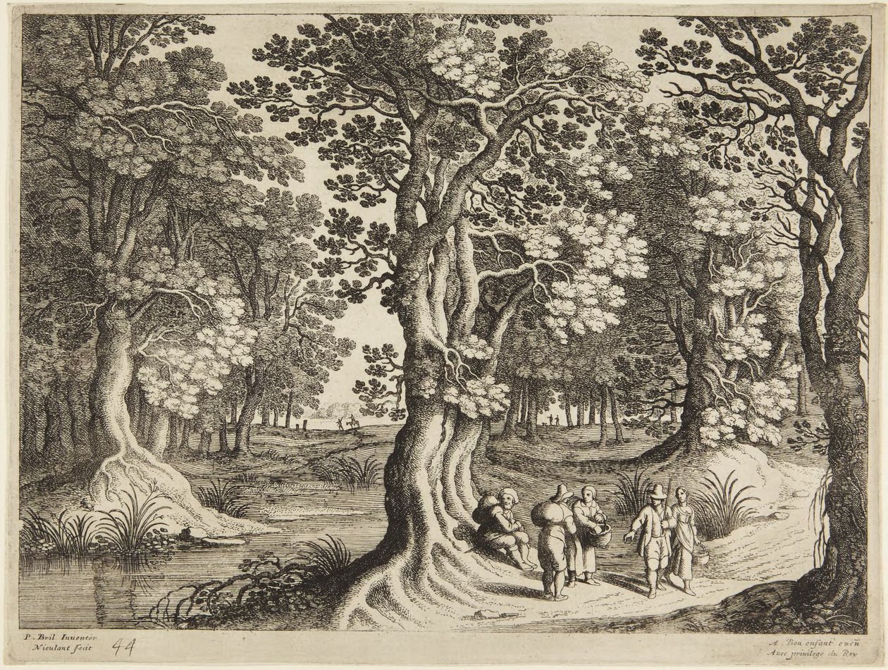 Bosco con cinque persone da Paul Bril