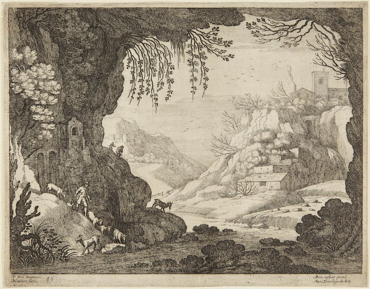 Pastore di capre in una grotta da Paul Bril