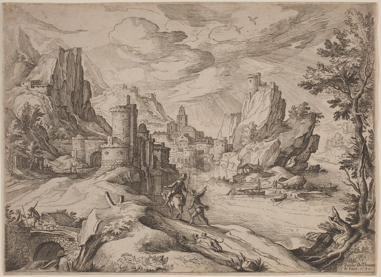 Paesaggio fluviale con viaggiatori da Paul Bril