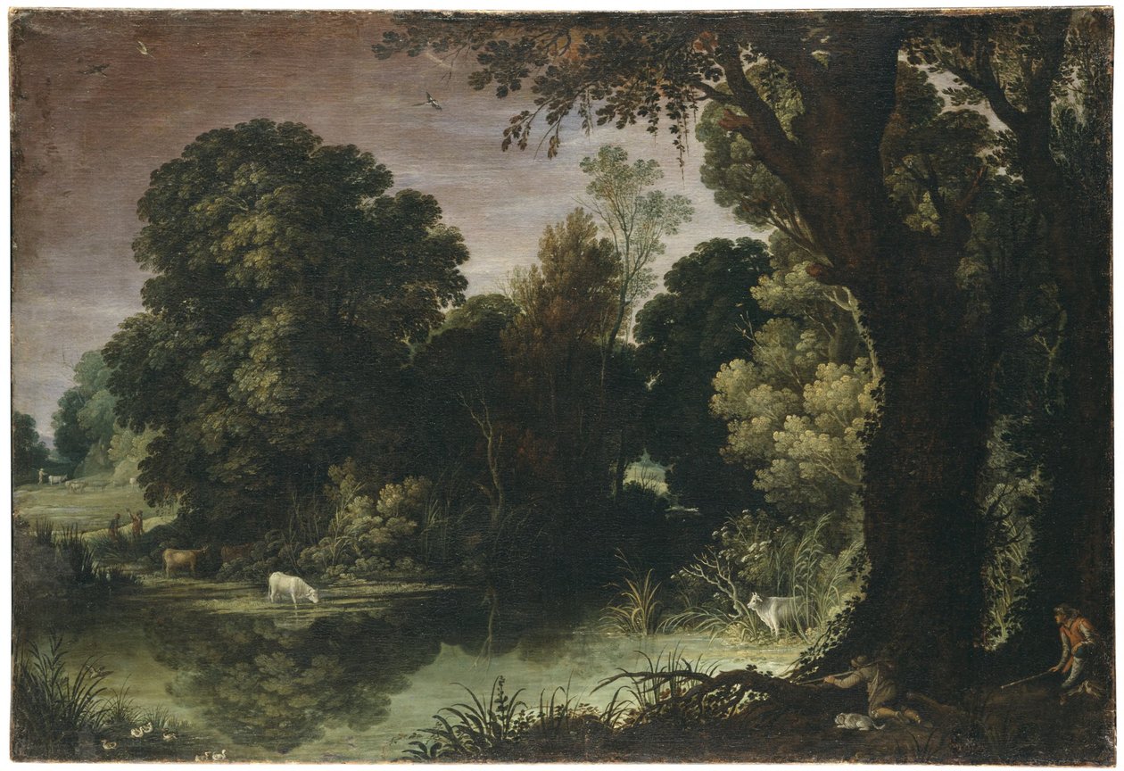 Paesaggio boscoso con caccia alle anatre da Paul Bril