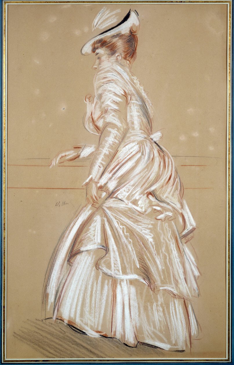 Ritratto di una donna in bianco. Disegno di Paul Helleu (1859 - 1927), XX secolo. Bayonne, Musee Bonnat da Paul Cesar Helleu