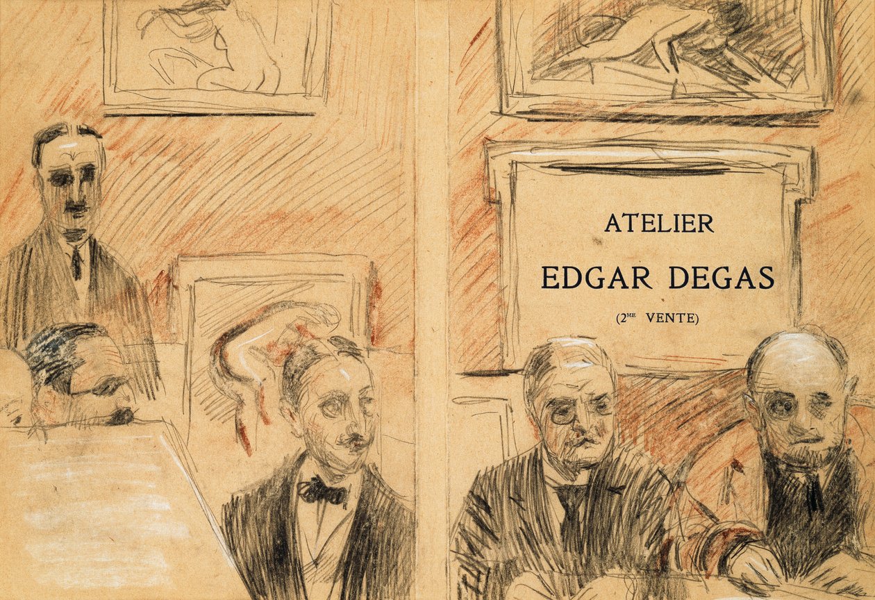 I banditori alla vendita dello studio di Edgar Degas, dicembre 1918 da Paul Cesar Helleu