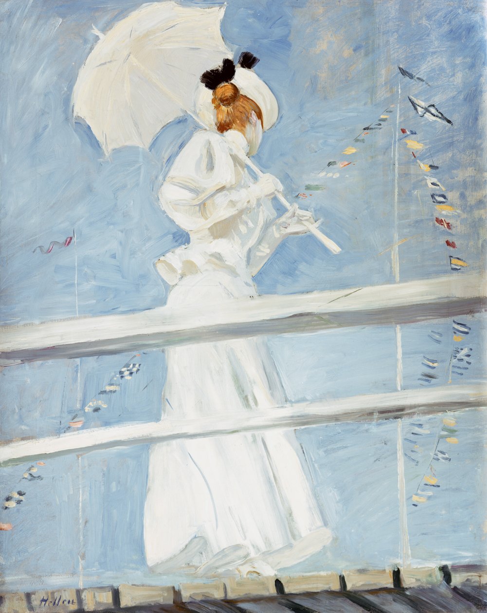 Giovane donna con parasole su un molo da Paul Cesar Helleu