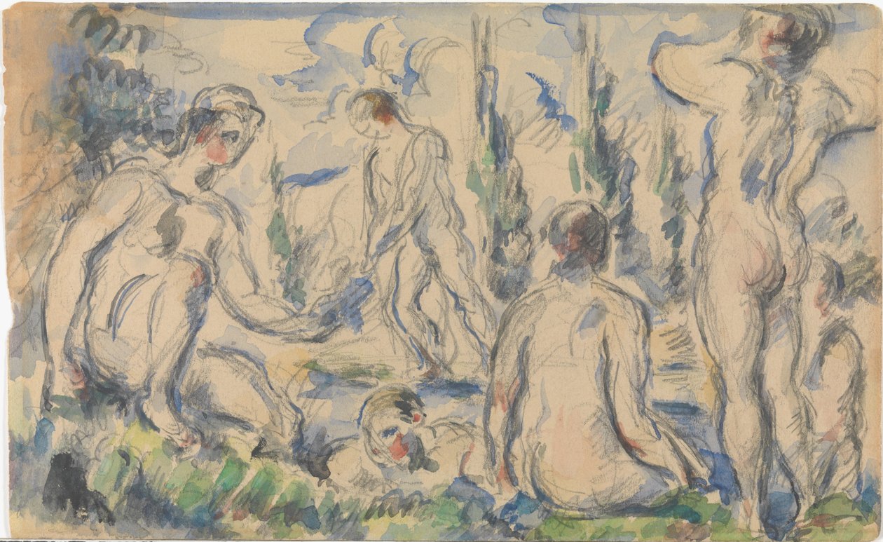 Bagnanti (recto); Paesaggio (verso) da Paul Cézanne
