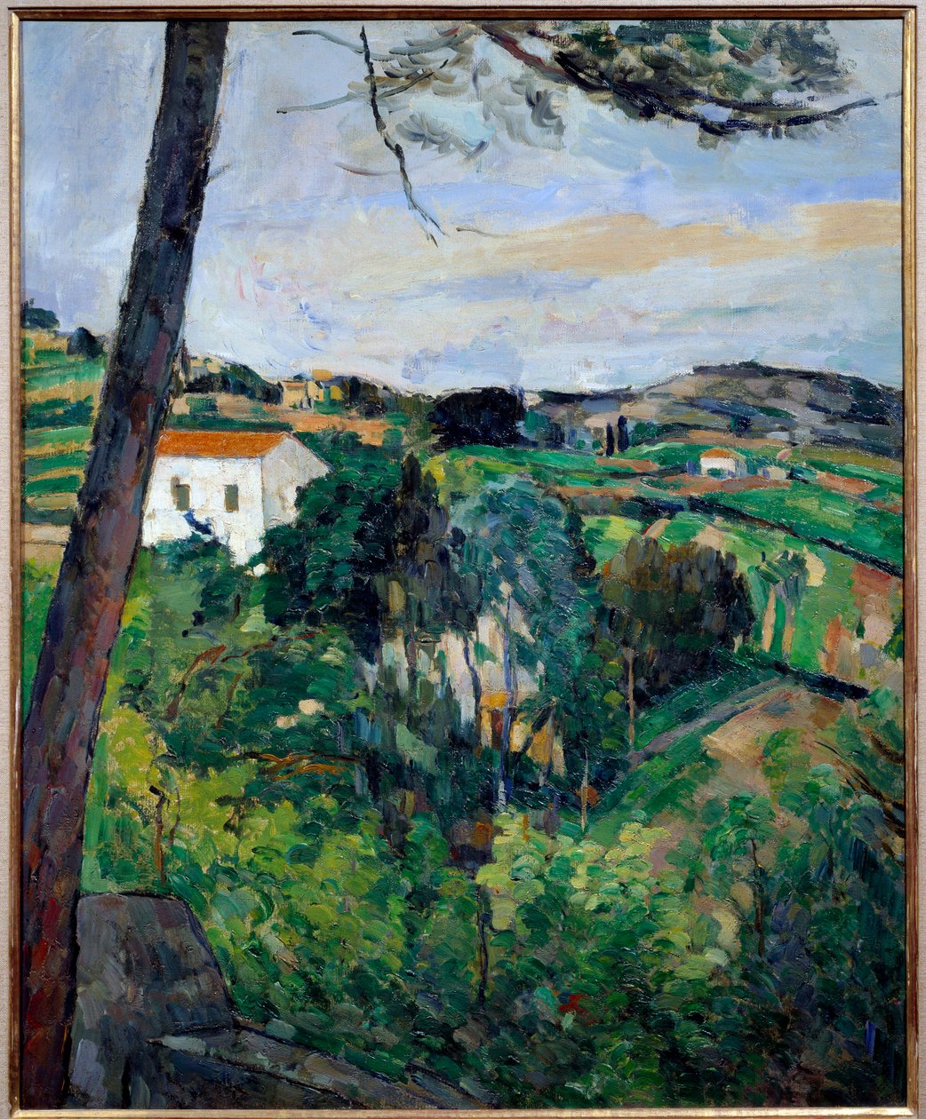 Paesaggio con tetti rossi o pino a l