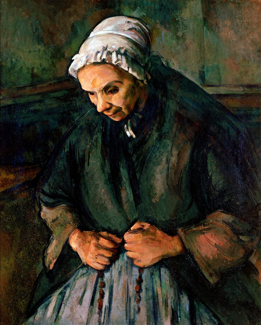 Vecchia donna al rosario. Dipinto di Paul Cezanne da Paul Cézanne