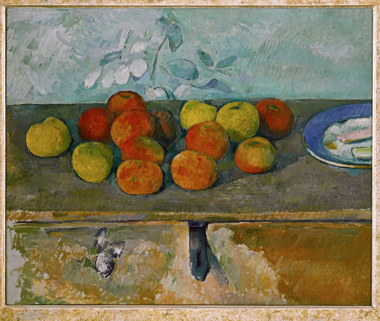 Mele e bisquit (olio su tela) da Paul Cezanne