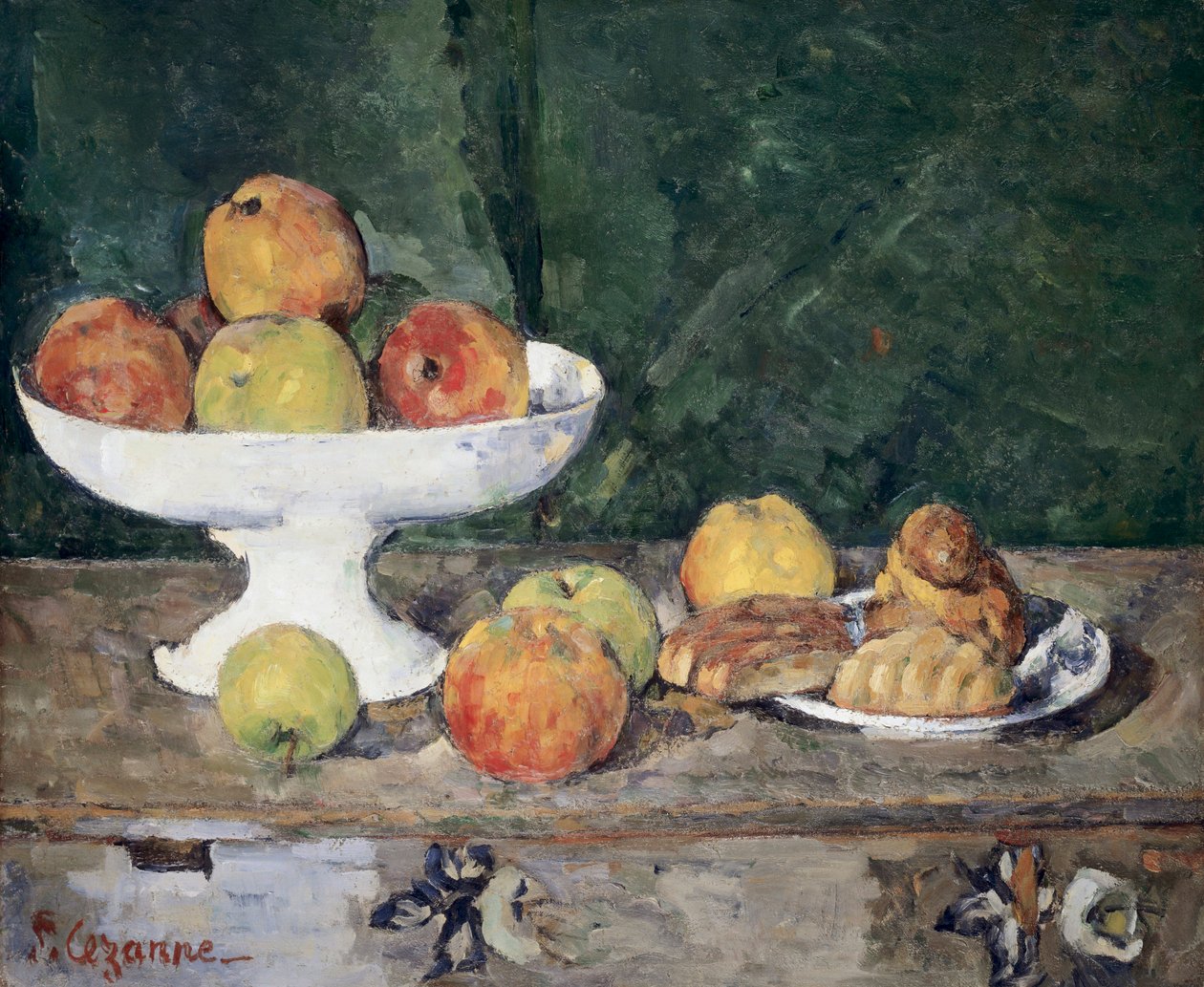 Mele e torte. Dipinto di Paul Cezanne (1839-1906), 1873-1877 circa. Olio su tela. Collezione privata. da Paul Cezanne