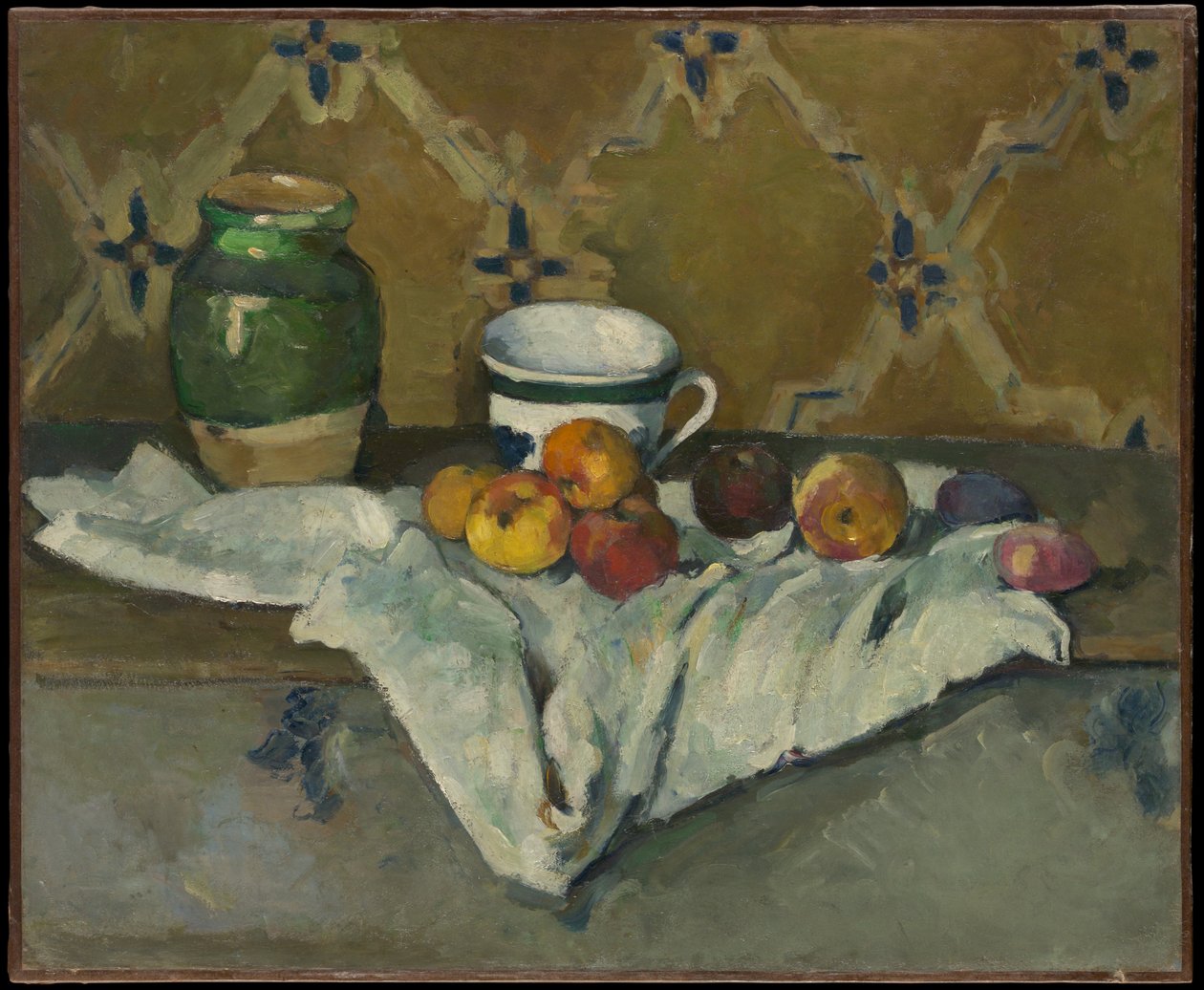 Natura morta con brocca, tazza e mele da Paul Cézanne