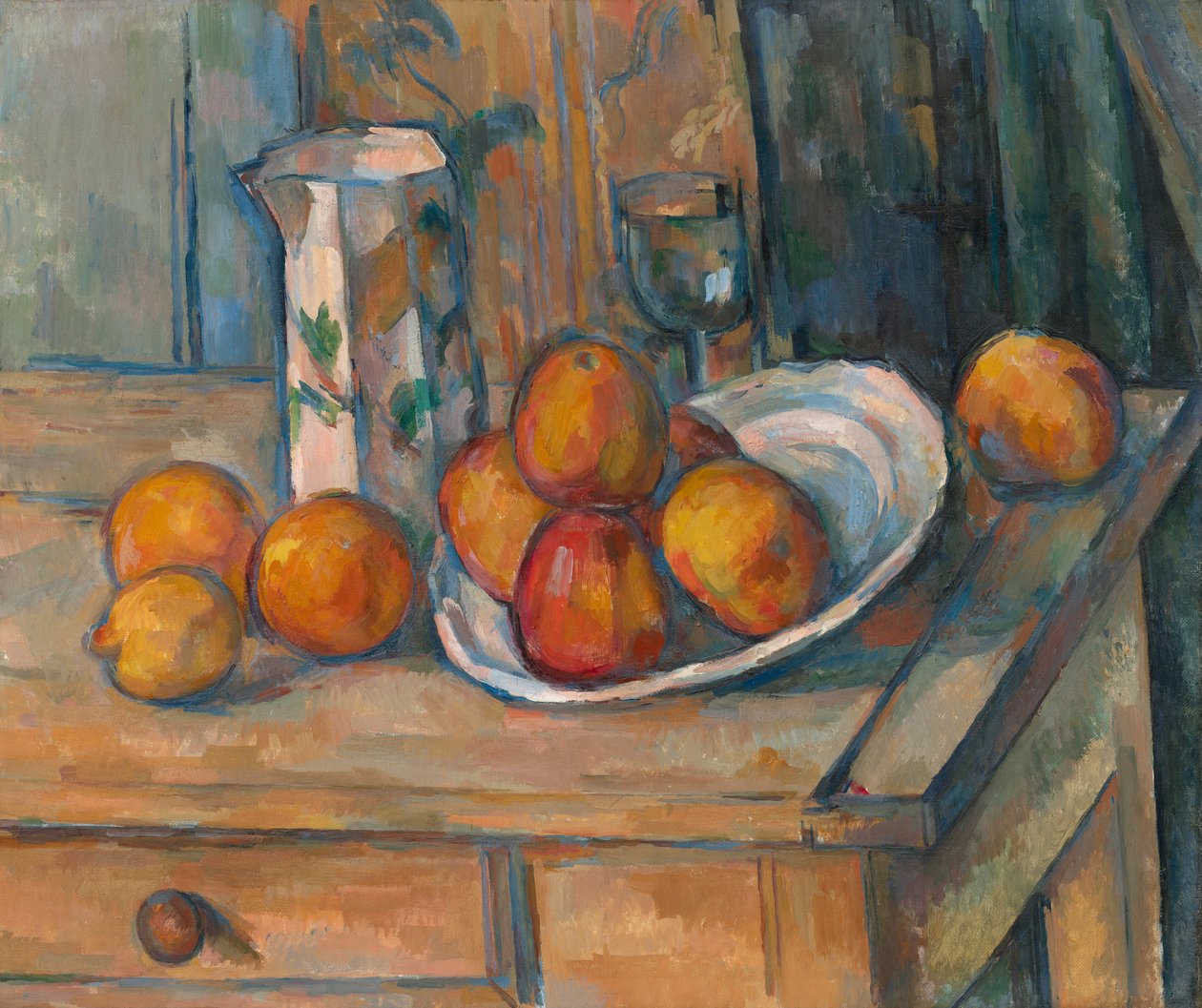 Natura morta con brocca di latte e frutta da Paul Cézanne