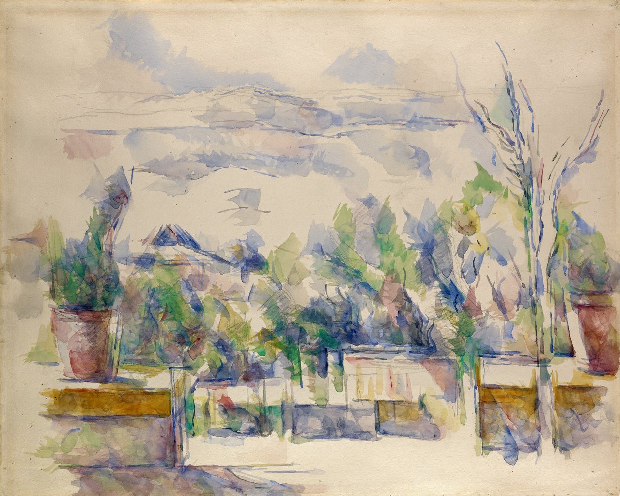 La terrazza del giardino a Les Lauves da Paul Cézanne