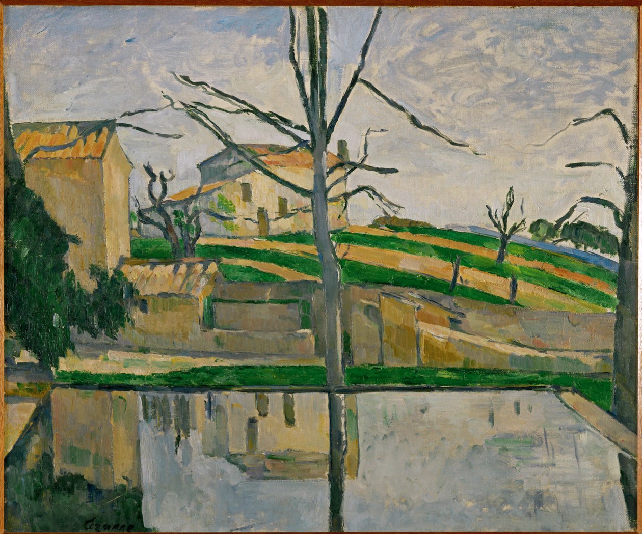 La piscina di fronte al jas de Bouffan (olio su tela) da Paul Cezanne
