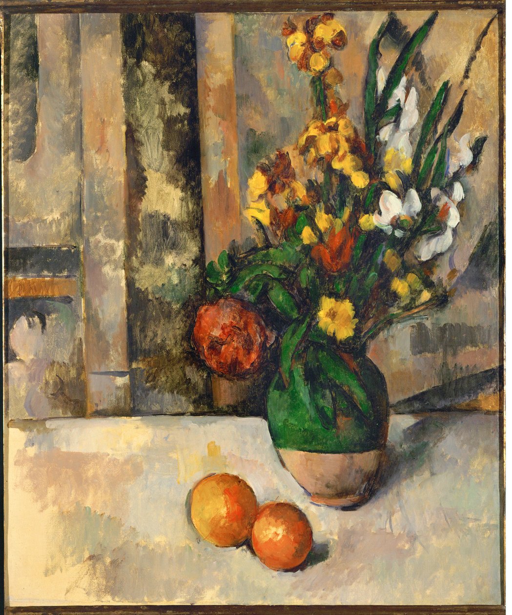 Vaso e mele (olio su tela) da Paul Cezanne