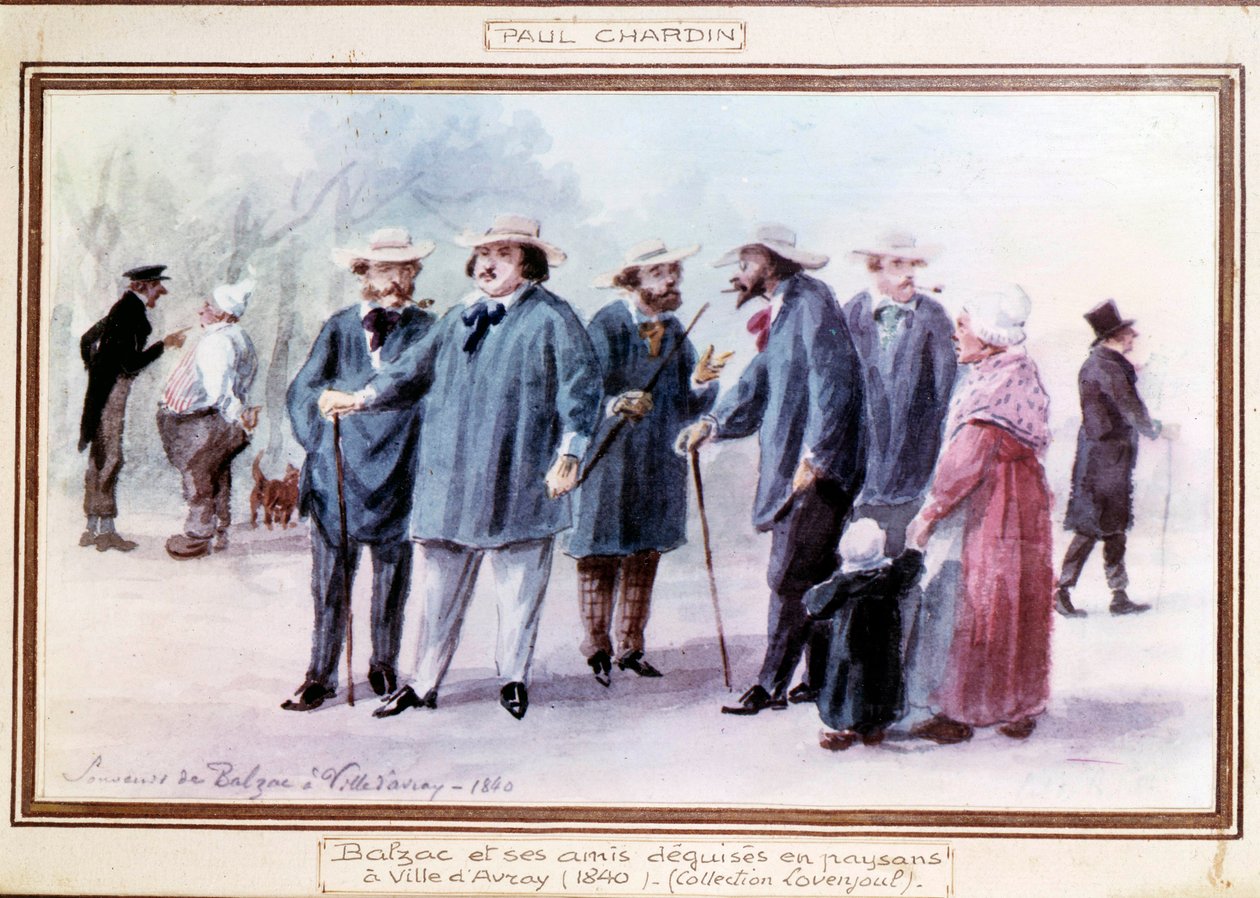 Honoré de Balzac e i suoi amici travestiti da contadini nella città di Avray nel 1840 da Paul Chardin