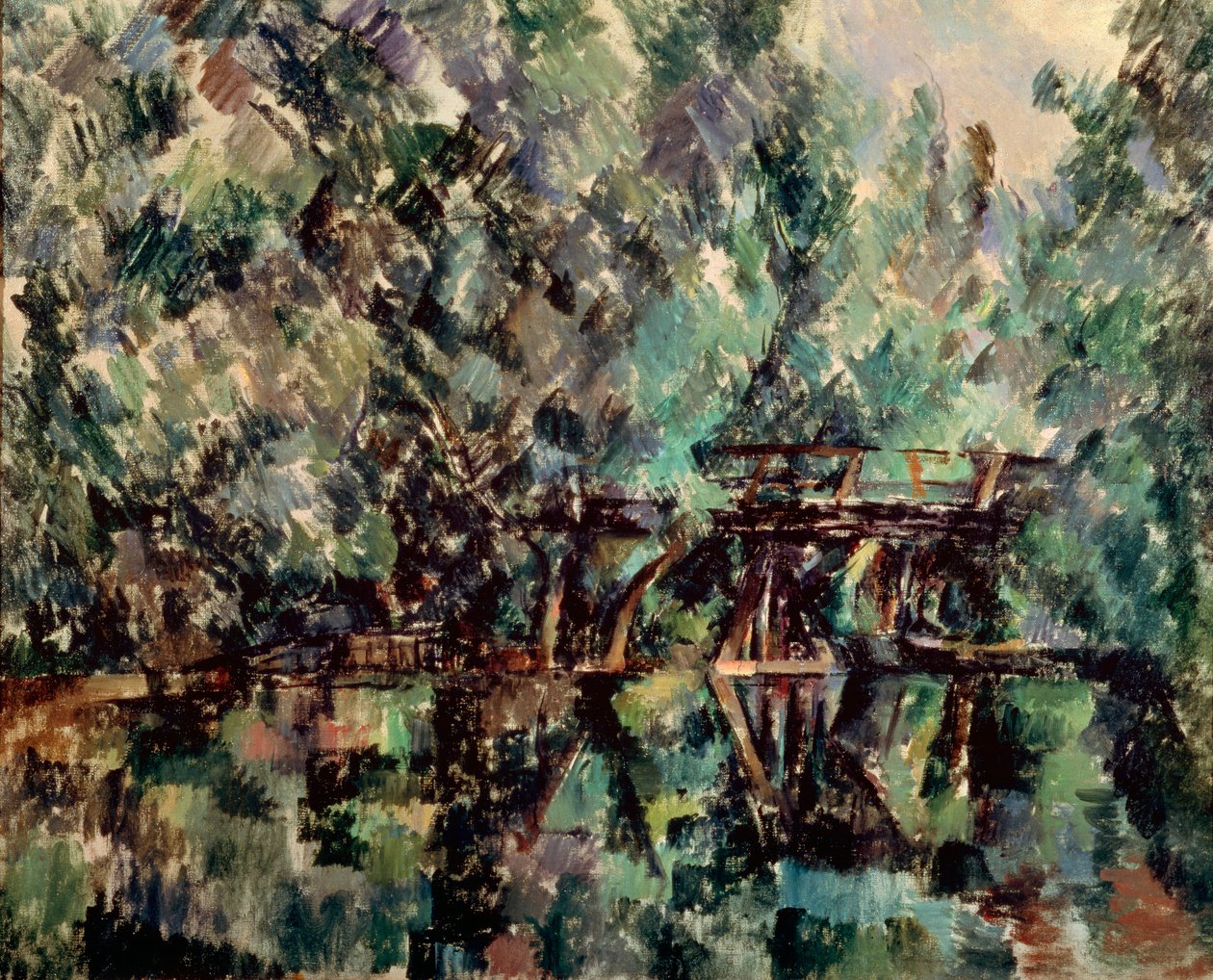 Un ponte su uno stagno, c1898 da Paul Cézanne