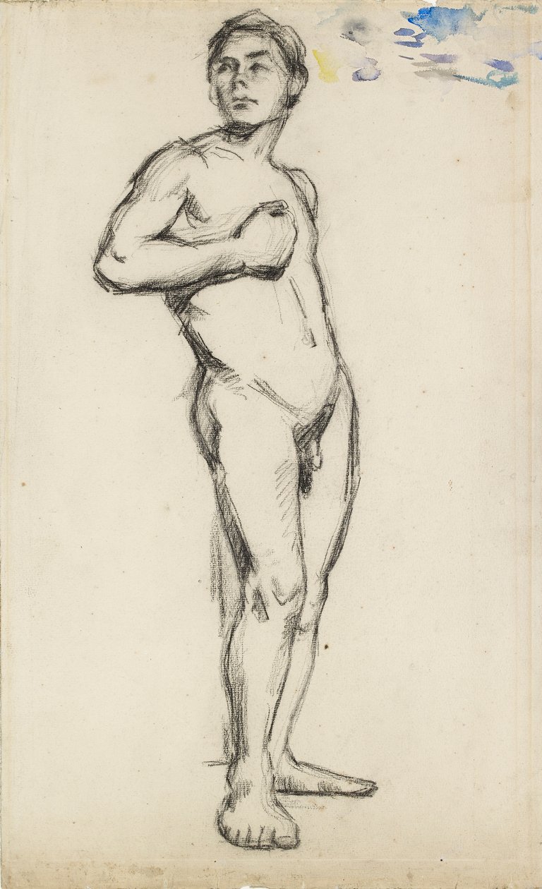 Studio accademico di un nudo maschile con la mano destra stretta sul petto, 1865 da Paul Cézanne