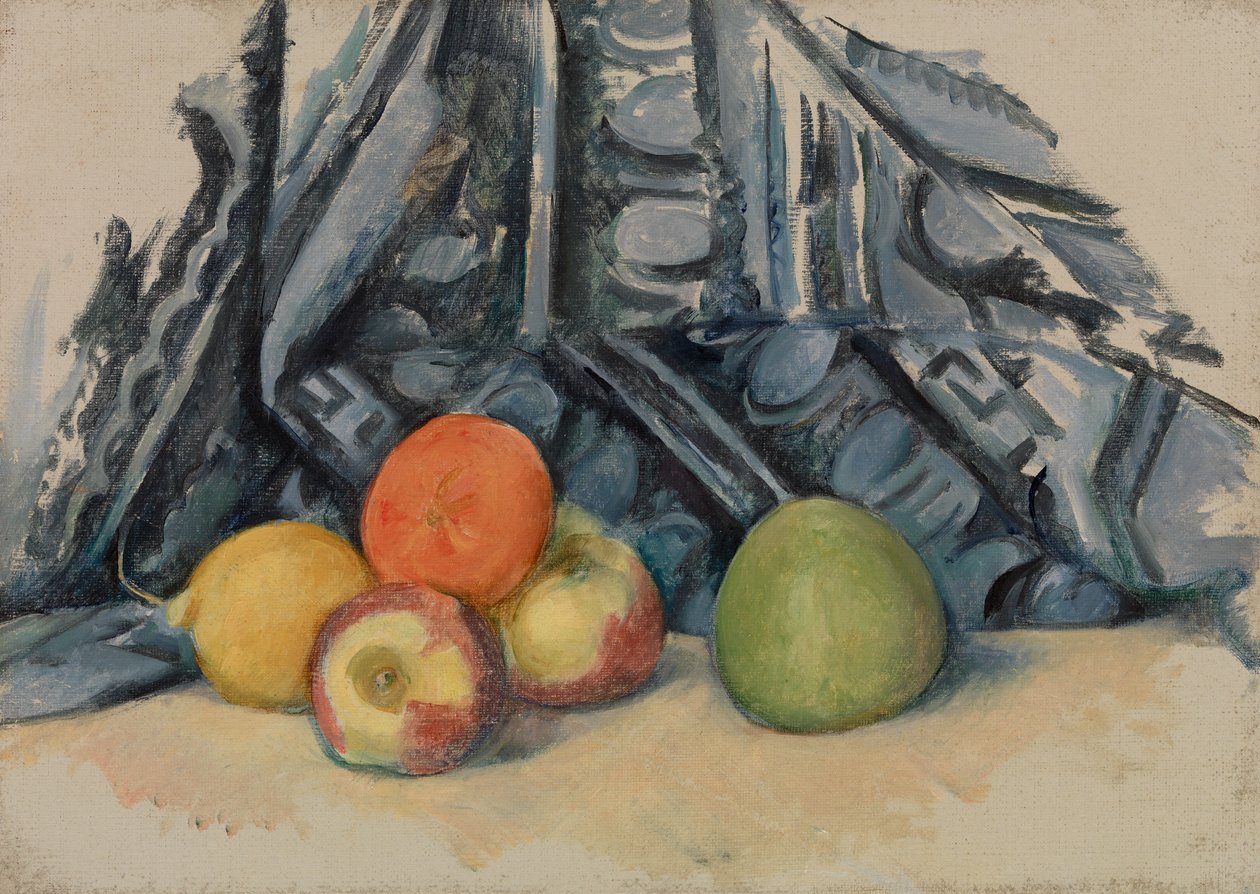 Mele e stoffa da Paul Cézanne