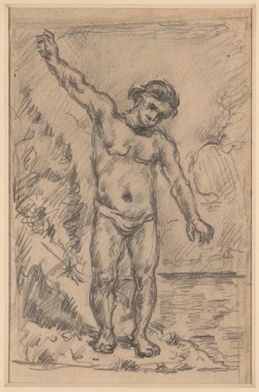 Bagnante con braccia tese (recto); studio di un albero (verso) da Paul Cézanne