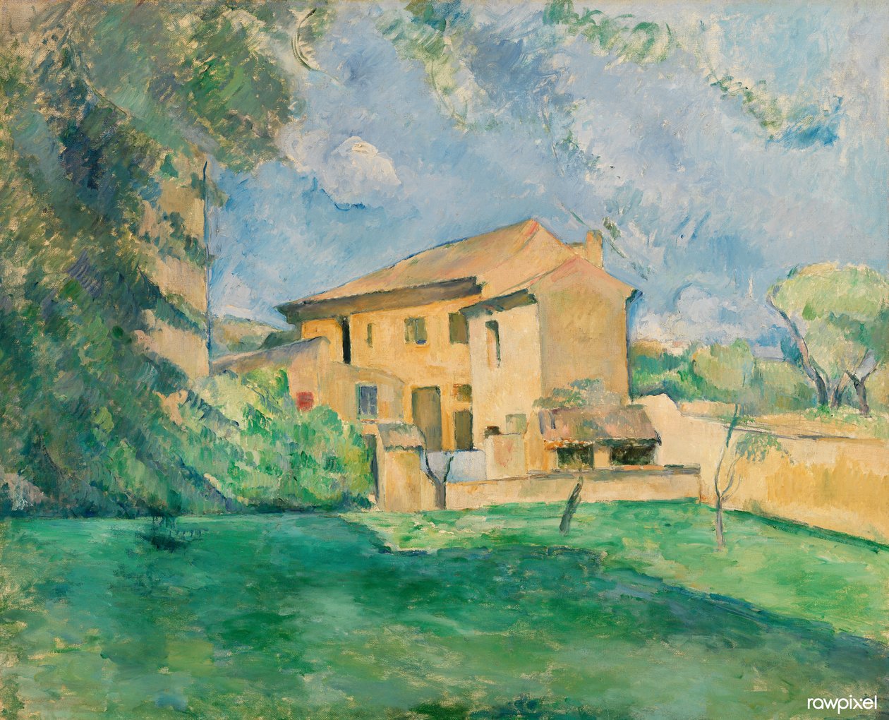 Francese:  La Ferme du Jas de Bouffan La fattoria del Jas de Bouffan da Paul Cézanne