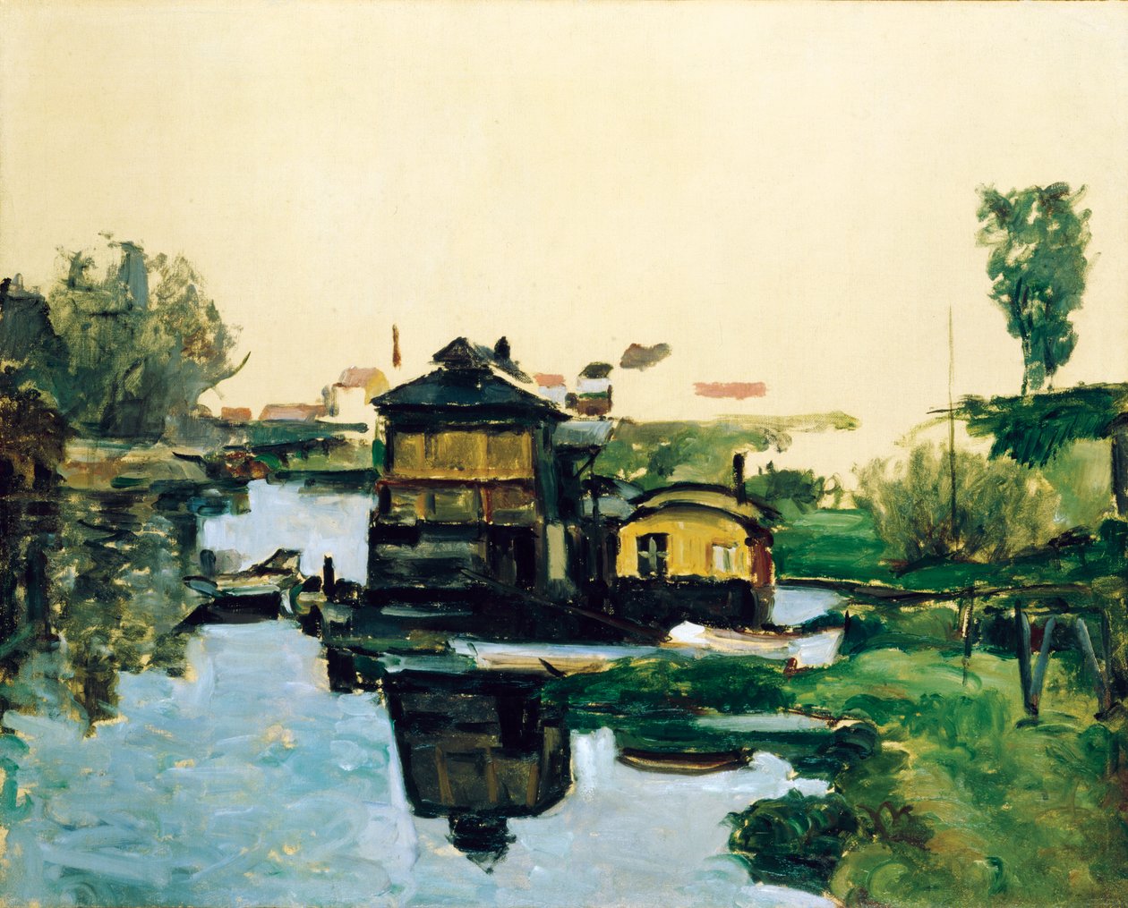 Case galleggianti su un fiume da Paul Cézanne