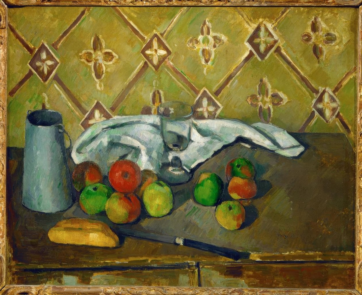 Natura morta (Frutta, tovagliolo e lattiera) da Paul Cézanne