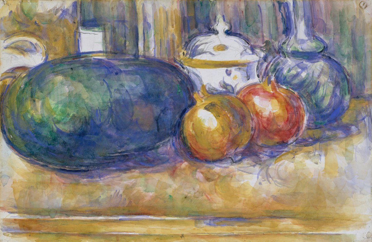 Natura morta con anguria e melograni da Paul Cézanne
