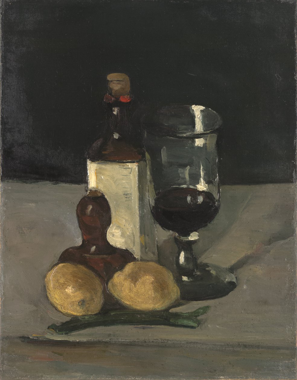 Natura Morta con Bottiglia, Bicchiere e Limoni da Paul Cézanne